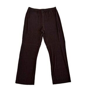 Chicos Travelers Pants Size XL Brown Pull on Slinky Elastic waist Comfort